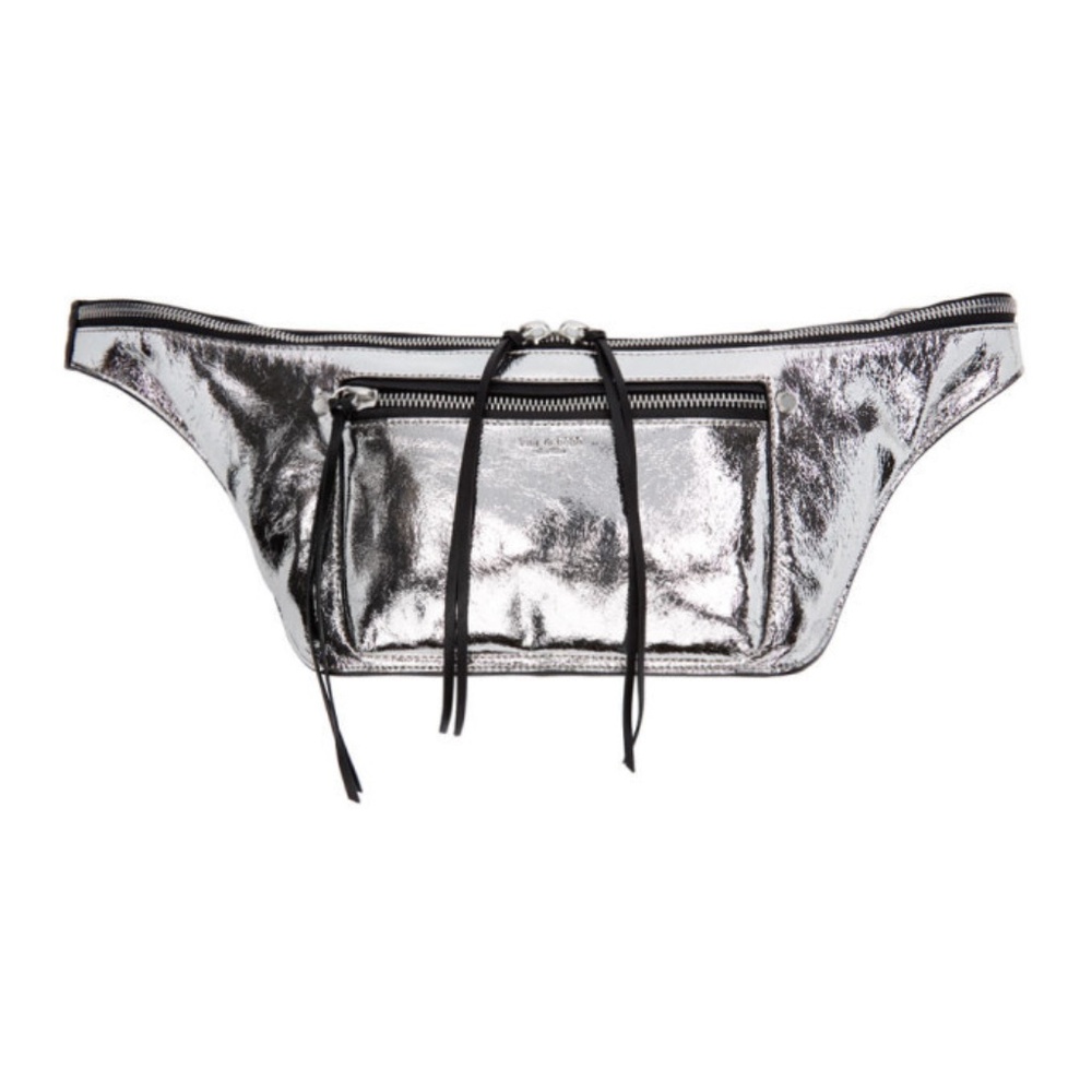 Rag & Bone Large Elliott Fanny Pack - Silver Crackle Leather